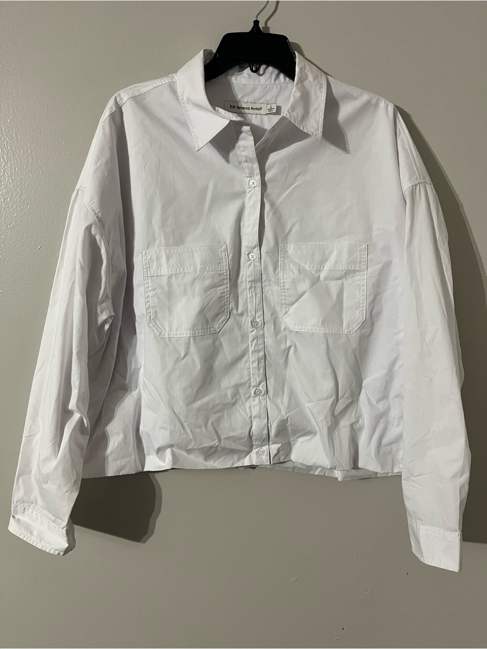 Great condition- Rebecca Minkoff Button Up Boxy Long Sleeve Crop Top Sz L